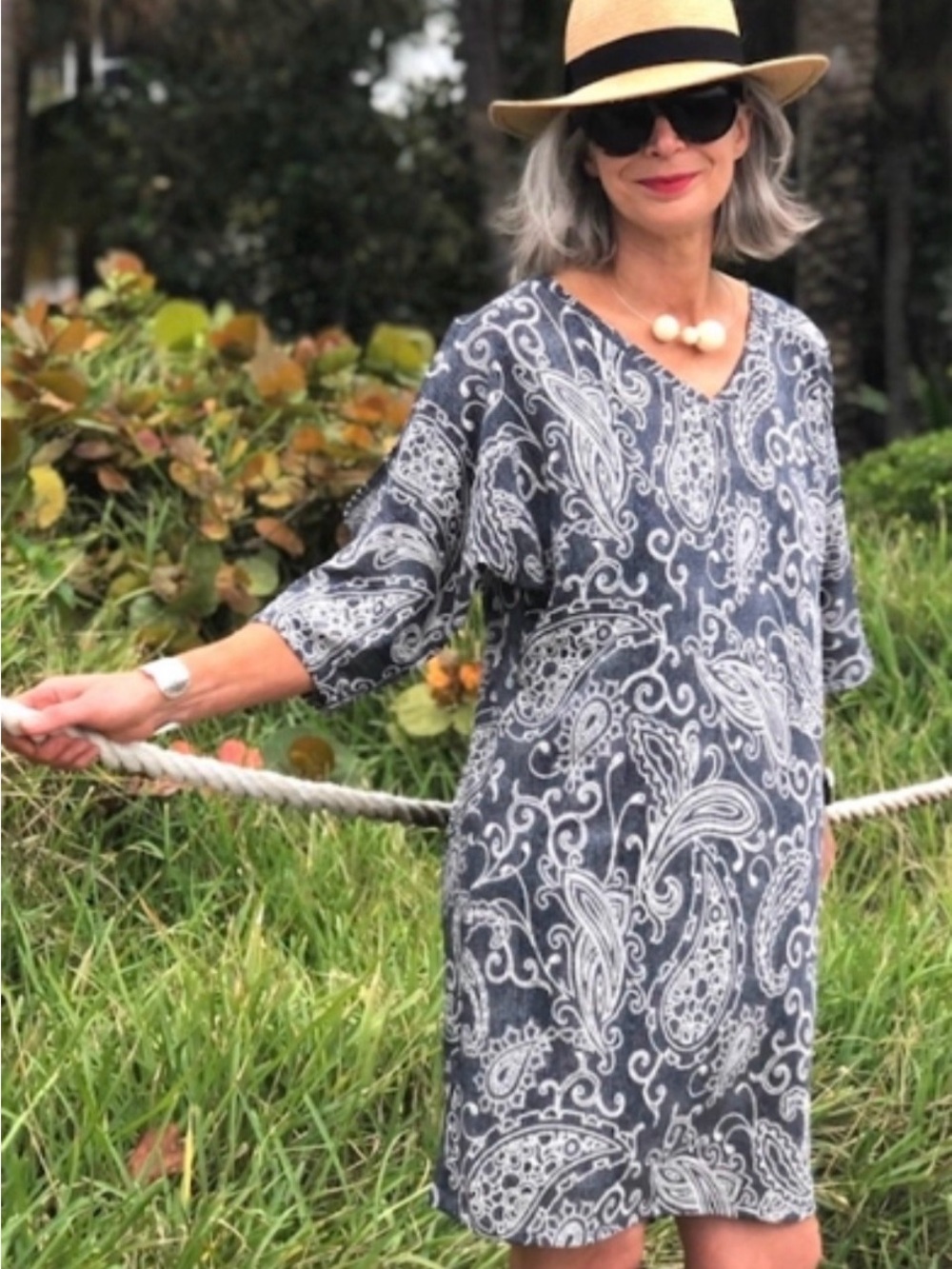Helene Clarkson Reversible Navy Paisley Baku Dress